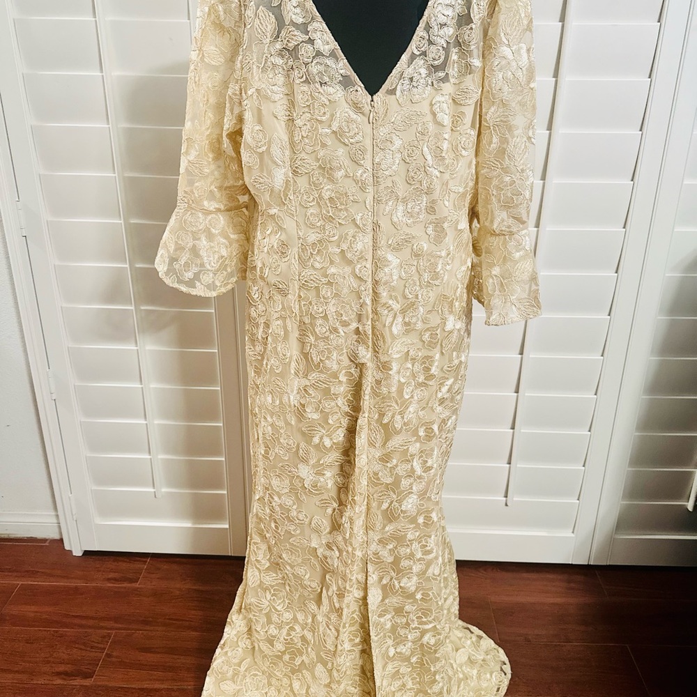 New Adrianna Papell Cream Floral Lace maxi Dress - Picture 8 of 10